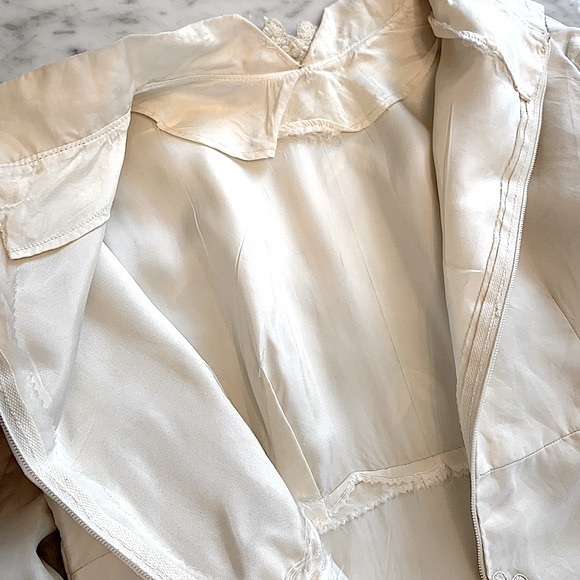 Vintage cream|taupe tonal embroidered mini dress with slight A-line size S/M - Picture 7 of 12